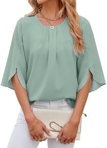 Mansy Women's Casual Floral Print V Neck Ruffle Short Sleeve Summer Shirts Tops Loose Blouses, A-02-light Green, Medium