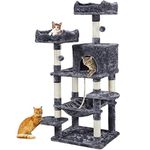 Yaheetech 150cm Large Cat Tree Scratching Posts with Condos/Hammock Cat Climbing Tower Centre for Indoor Cats, Dark Grey