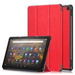 XFDSFDL® Protective Cover for Amazon Fire HD 10 (2023 13th Gen) (10.1 Inch) Ultra Thin PU Leather Flip Case with Auto Wake/Sleep Tri-fold Built Stand Holster Device Shell Red