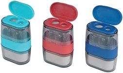 Helix Balance Duo Two Hole Pencil Sharpener and Eraser (Assorted Colours)