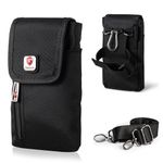 Ranboo Phone Holster fits for Samsung Galaxy A54 A53 A34 A24 S23 Ultra S23+ S22+ S21 FE S20+ S10+ S9+ S8 Plus, Nylon Crossbody Purse Arm Bag Cell Phone Pouch Case with Belt Clip Shoulder Strap (Black)