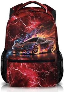 GiftRomance Boys Backpack, Kids Bookbag for Teens, Colorful 17 Inch Cool Race Car Backpack, Durable Schoolbag for Middle School Travel Camping Vacation