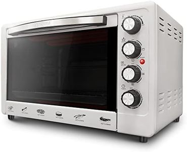 Grunkel - Horno eléctrico multifunción de sobremesa de 48L - HR-48SILVERRUSTI Con 3 funciones de calor y selector de temperatura hasta 230ºC. Incluye rustidora y temporizador hasta 60 min - Plateado