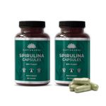 Saptamveda Natural Spirulina Capsules 2000mg(120 Capsules) (Pack of 2)-Plant-Based Superfood Supplement for Men and Women | Rich in Protein, Vitamins & Antioxidants Supports Immune System and Wellness