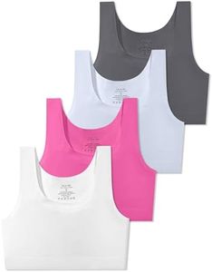 SALIA GIRL Starter Bras for Kids 7-8 Seamless Training Cami Sports Bra 8-10 No Pads, Double Layer on Chest, X-Small
