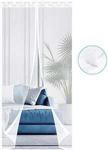 Magnetic Fly Screens for Doors, MOEGFY Heavy Duty Bugs Door Screen, Anti Mosquito Mesh Fly Curtain with Powerful Magnets & Full Frame Magic Tape, Keep Bugs Out & Lets Fresh Air in, White (90x210cm)