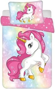 TAMEOLIE Biancheria da letto per bambini con unicorno, 100 x 135 cm, 40 x 60 cm, 100% cotone, motivo unicorno, biancheria da letto per bambini, motivo: cavalli, biancheria da letto per bambini