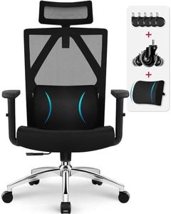 Daccormax Bürostuhl, ergonomisch mit 200KG, Schreibtischstuhl mit Verstellbaren Armlehnen, Kopfstütze und Lendenwirbelstütze, Chefsessel aus Mesh, Bürostuhl Schaukelfunktion