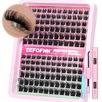 Eefofnn DIY Lash Extension Kit Fluffy Volume Individual Eyelashes D Curl Mink Lash Clusters with Lash Glue Bond and Seal Eyelash Tweezers 10-20mm Thick Eyelash Extensions Kit DIY at Home