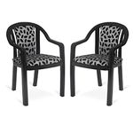 Oaknest Unboxing Furniture Supreme Ornate Cushioned Heavy Plastic Arm Chair ( Black Egg) - 2 Pieces