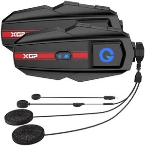 XGP Motorcycle Bluetooth Headset V5.2 with Music Sharing, 2-Way Motorcycle Helmet Bluetooth with IP67 Waterproof, Helmet Intercom Communication Systems with Hi-FI Speakers for Snowmobile/ATV, 2 Pack