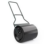 TANGZON 48L/60L/63L Steel Garden Lawn Roller, Water Sand Filled Outdoor Grass Roller with Removable Drain Plug & Scraper Bar, Heavy Duty Metal Lawn Push Rolling Tool (60L, Black + Green)