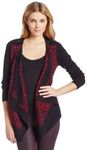 Buffalo David Bitton Women's Bessie Open Front Sweater, Rich Fig/Black, Large