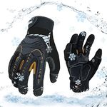 Vgo... Waterproof Thermal Gloves Touchscreen, Winter Work Gloves Men Cold Weather for Heavy Duty Freezer Moto Warehouse Driver Anti impact&vibration Safety Gloves, 1 pair