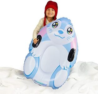 SnowCandy Inflatable Snow Bunny Snow Sled. Fun, Easy to use Winter sled. Easy Sure-Grip Handles Allows for Maximum Control Down The Slope.