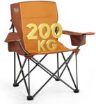 TIMBER RIDGE Camping Chairs for Adults Heavy Duty 200kg Oversized, Padded Folding Chair with Cup Holder and Storage Bag Comfy for Outdoor Picnic Fishing Garden, Lightweight and Portable, Orange