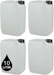 4 x 10L JERRY CAN - UN Approved Stackable Bottle Container + 51mm Tamper Evident Cap | Perfect for Storage of Water Liquid NATURAL