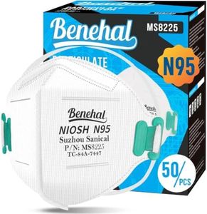 benehal NIOSH Approved N95 Mask Particulate Respirators, Pack of 50 N95 Face Masks, Individually Wrapped, White