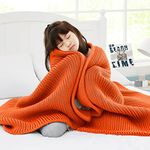Guohaoi Knitted Weighted Blanket(Orange 50"x60" 7lbs),Home Décor Cooling Throw Blanket for Hot Sleepers,Hand Made Chunky Knit Heavy Blanket Use on Twin Size Bed