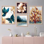 kotart Wood Premium Digital Paintings With Frame For Home Decoration - Painting For Living Room Bedroom Office - Pack Of 4 (A)