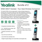 Yealink W56H Bundle of 2 IP DECT VoIP Phone Handset, HD Voice, Quick Charge