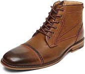 Steve Madden Men's JEFFRIES Boot, Dark Tan Leather, 12 M US