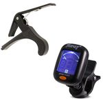 Juârez One Handed Trigger Guitar Metal Capo Quick Change Combo With Premium Guitar/Ukulele Tuner