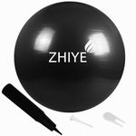 ZHIYE Black Pilates Ball 65 CM Yoga Exercise Ball Core Fitness Bender, Yoga, Stability, Barre, Training Physical Therapy Swiss Ball Gym Home