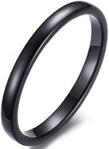 2MM Tungsten Carbide Stackable Ring Plain Wedding Band (Black 8)