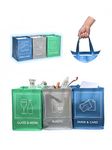 YOUNG DA - Reusable Recycling Bags, Recycling Bins 3-Piece Set with Handles for Kitchen, Home and Office, Waterproof, Easy Waste Separation & Recycling Organizer