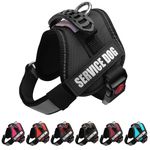 ALBCORP Reflective Service Dog Vest / Harness, Woven Polyester & Nylon, Neoprene Padding, XXS, BLACK