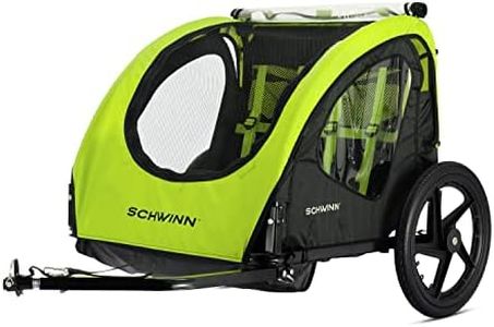 Schwinn Shuttle Foldable Bike Trailer, 2 Passengers, Green / Black