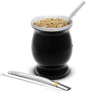 BALIBETOV Mate Cup and Bombilla Set - Yerba Mate Set Includes One Yerba Mate Cup, Two Bombilla Mate (Straw) and Brush - Stainless Steel Double-Wall | Easy to Clean Yerba Mate Gourd (Black)