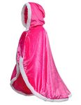 Party Chili Fur Princess Hooded Cape Cloaks Costume for Girls Dress Up, Pink, 10-12 Years