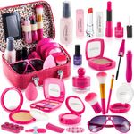 LINFUN KIDS Children Pretend Makeup Sets for Girls, Fake Beauty Role Play Kit with Cosmetic Bag, Princess Toys Play Games Gift for Little Girls Kids Aged 3+ 4 5 Year Old