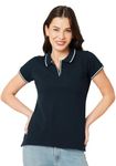 Wear Your Opinion Womens Premium Pique Polo Collar Neck Regular Fit T-Shirt (Design: Tipped Polo,Navy,2XL), Blue