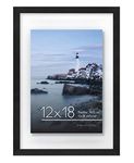 Americanflat 12x18 Floating Picture Frame in Black with Polished Glass and Hanging Hardware Included - Backless frame for 5x7, 4x6 or 8X10 Photos - Horizontal and Vertical Formats for Wall