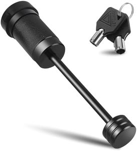 METOWARE Trailer Tongue Coupler Lock 1/4" Dia, 3-1/2" Span, Trailer Hitch Lock for Latch-Type Coupler, Black Trailer Pin Lock for Towing Trailer RV Car Boat Truck (1 Pack)