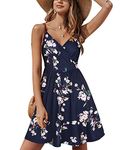 STYLEWORD Women's V Neck Floral Spaghetti Strap Summer Dress Casual Swing Midi Sundress with Pocket(A1-floral01,L)