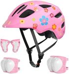 Glaf Baby Bike Helmet Toddler Helmets for 1 Year Old and up Kids Boys Girls with Protective Gear Set Knee Elbow Wrist Pads Guards for Skateboard Cycling Scooter (Flowers)