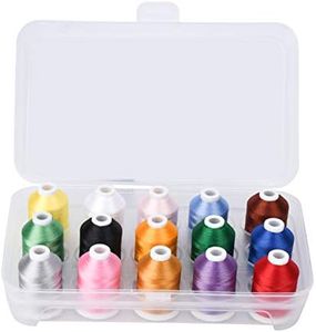 Simthread Machine Embroidery Thread with Storage Box 1000M (1100Y) Polyester 20 Options 15 Spools Set for Embroidery Sewing Machine (15 Basic Colors)