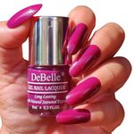 DeBelle Gel Nail Lacquer - French Collection | Long Lasting, Non UV Gel Finish | Seaweed Enriched & Chip Resistant - 8 Ml (Camellia Berry)