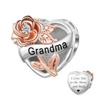 ZakiaHo Heart Grandma Charms for Bracelets I Love You to the Moon and Back Rose Flower Birthday Gifts for Women Compatible with Pandora Charms Bracelets