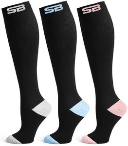 SB SOX 3-Pair Compression Socks (15-20mmHg) for Men & Women – Best Socks for All Day Wear! (L/XL, 05 – Multi-color)