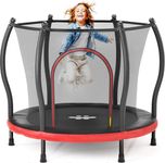 Happin 55” Toddler Trampoline Indoor & Outdoor Playset Ages 1-6, 5FT, Ultra Safe Mini Trampoline for Kids with Safety Enclosure Net, Gifts for Birthday with Basketball Hoop