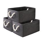 Storage Basket Bins [3 Pack] Fabric Basket - Decorative Baskets Storage Box Cubes Containers W/Handles for Clothes Storage Books, Home, Toy, Office, Bedroom, Trunk (36X26X17, A - Black)