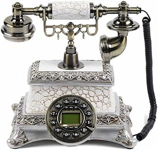 Teléfono vintage con dial, diseño antiguo, retro, para casa, decoración de mesa, para cafetería, bar, hogar, color blanco 1