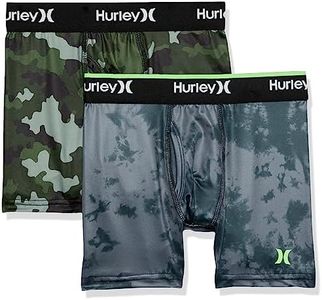 Hurley Boys' Classic Boxer Briefs (2-Pack), Black/Green Camo, X-Large