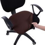 Smiry Stretch Jacquard Office Computer Chair Seat Covers, Removable Washable Anti-dust Desk Chair Seat Cushion Protectors - Chocolate