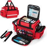 Damero Emergency Bag Empty, Large Medical Trauma Bag, Professional First Responder Bag with Multiple Pockets for Medical Supplies, Red